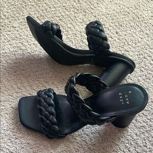 Black Braided Heeled Sandals